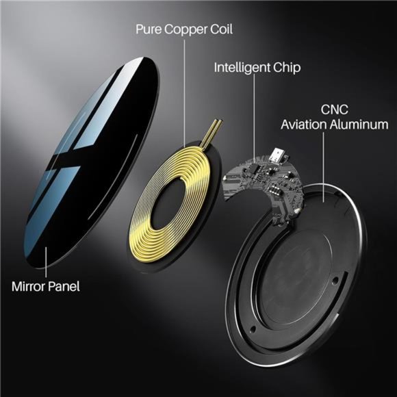 Wireless Charger, 10W Qi-Certified Fast Charging Pad with Aviation Aluminum - Picture 3 of 7